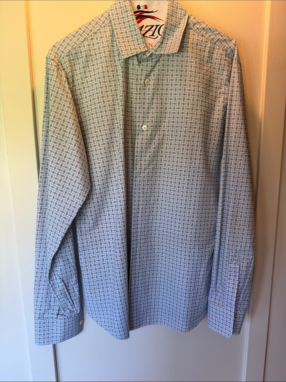 Salvatore Ferragamo Light Blue Patterned Long-Sleeve Shirt